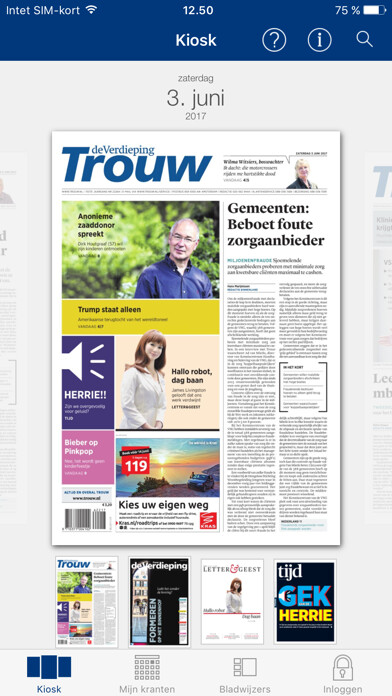 Emulate iPhone app Trouw digitale krant using MyAndroid