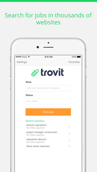 Emulate iPhone app Trovit Jobs using MyAndroid