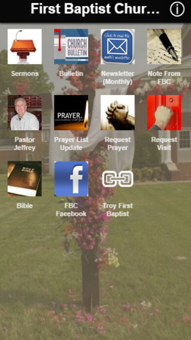 Emulate iPhone app Troy First Baptist Church using MyAndroid