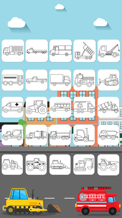 Emulate iPhone app Trucks Connect the Dots and Coloring Book for Kids Lite using MyAndroid