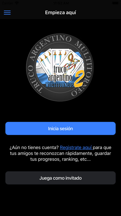 Emulate iPhone app Truco Argentino Multitorneo using MyAndroid