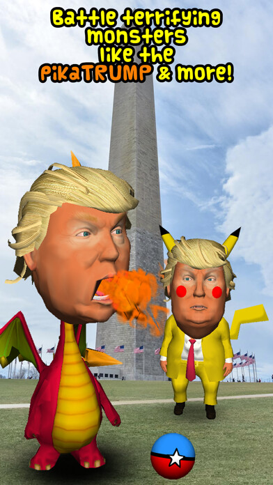 Emulate iPhone app TRUMP-yman GO! Bounce balls at him in augmented reality! using MyAndroid