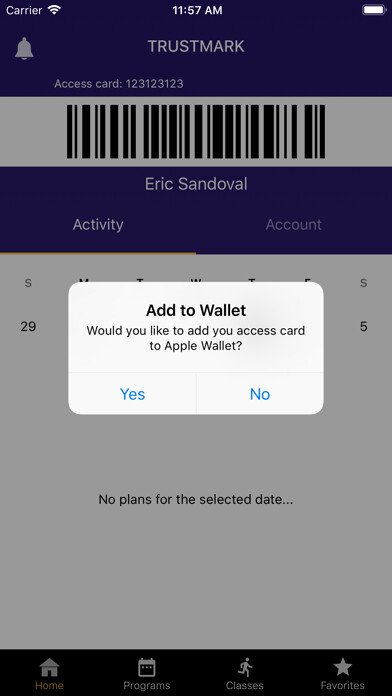 Emulate iPhone app Trustmark Fitness Center using MyAndroid