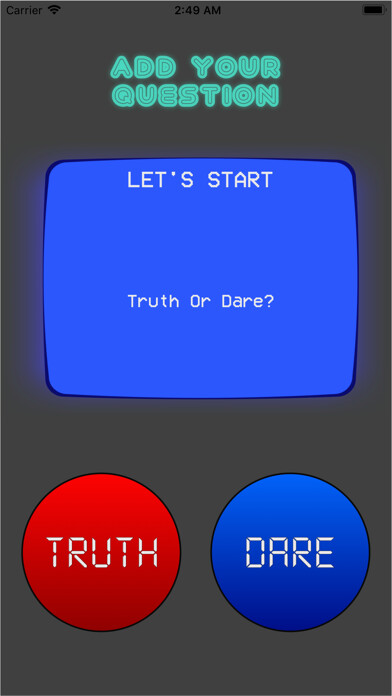 Emulate iPhone app Truth Or Dare - Group Game using MyAndroid