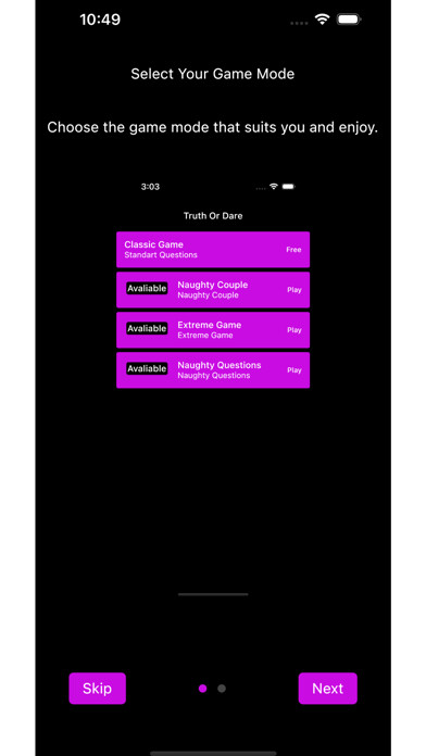 Emulate iPhone app Truth Or Dare Naughty using MyAndroid