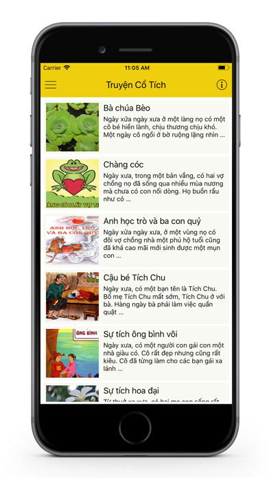 Emulate iPhone app Truyen Co Tich VN using MyAndroid