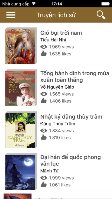 Emulate iPhone app Truyện lịch sử Việt Nam và thế giới chọn lọc using MyAndroid