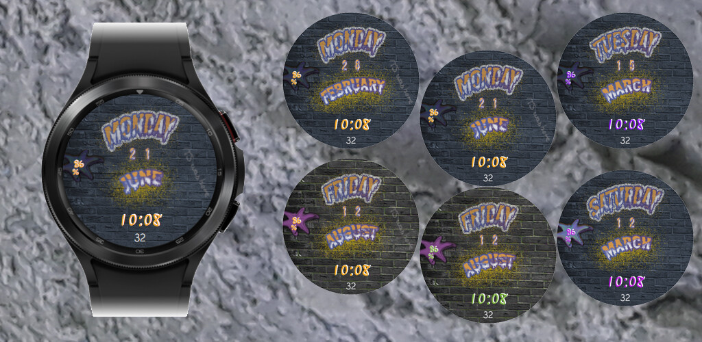 Run android online APK TSD29 Graffiti Watch Face from MyAndroid or emulate TSD29 Graffiti Watch Face using MyAndroid