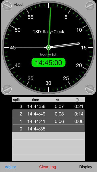 Emulate iPhone app TSD Rally Clock using MyAndroid