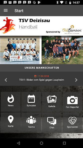 Emulate iPhone app TSV Deizisau Handball using MyAndroid