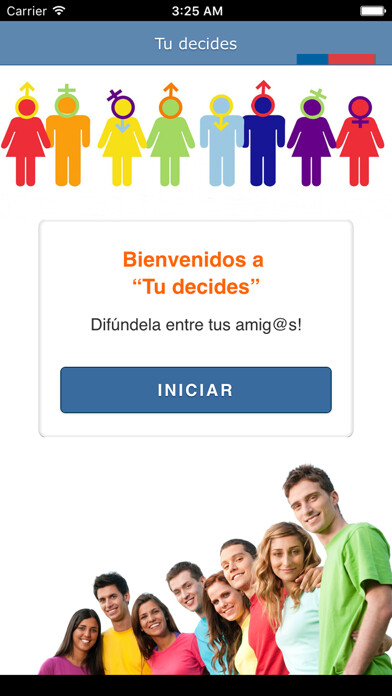 Emulate iPhone app Tu Decides: Prevención del Embarazo Adolescente e ITS using MyAndroid
