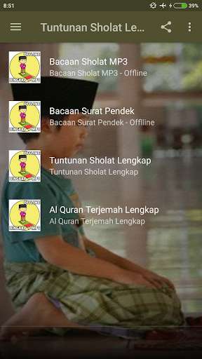 Run android online APK Tuntunan Sholat Lengkap + Mp3 from MyAndroid or emulate Tuntunan Sholat Lengkap + Mp3 using MyAndroid