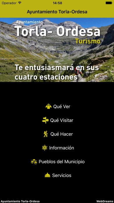 Emulate iPhone app Turismo Torla-Ordesa using MyAndroid