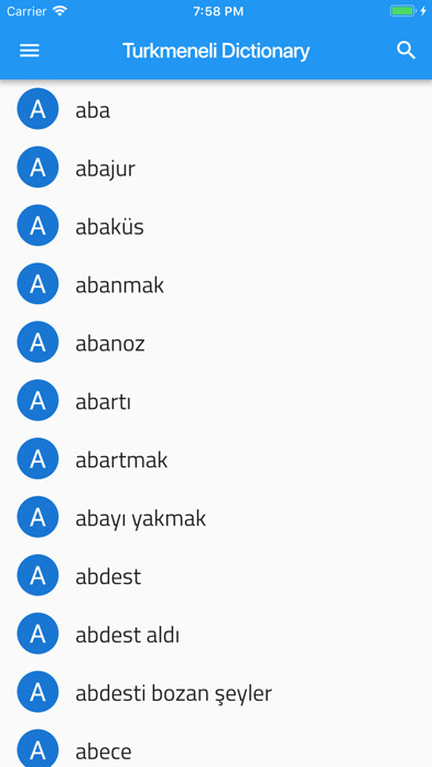 Emulate iPhone app Turkmeneli Dictionary using MyAndroid Emulate iPhone app Turkmeneli Dictionary using MyAndroid