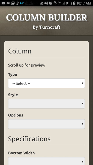 Emulate iPhone app Turncraft Column Builder using MyAndroid Emulate iPhone app Turncraft Column Builder using MyAndroid