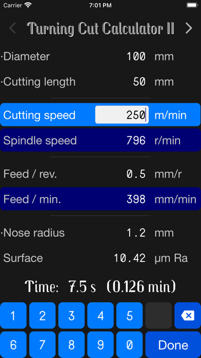 Emulate iPhone app Turning Cut Calculator II using MyAndroid Emulate iPhone app Turning Cut Calculator II using MyAndroid