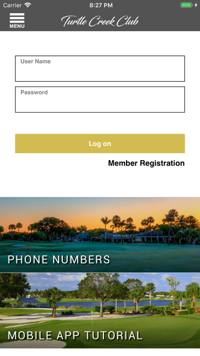 Emulate iPhone app Turtle Creek Club using MyAndroid