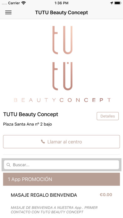 Emulate iPhone app TUTÚ Beauty Concept using MyAndroid