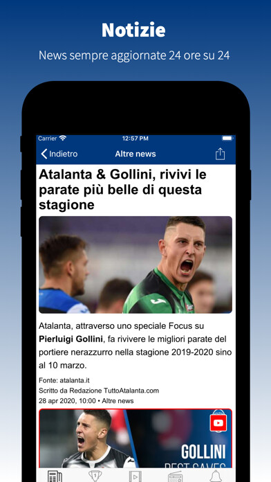 Emulate iPhone app TuttoAtalanta.com using MyAndroid
