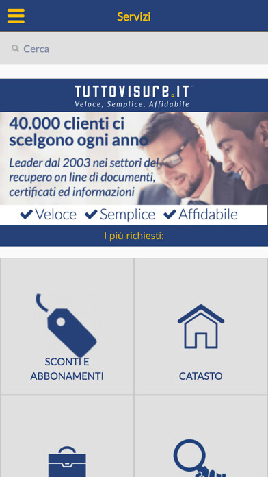 Emulate iPhone app TuttoVisure.it using MyAndroid