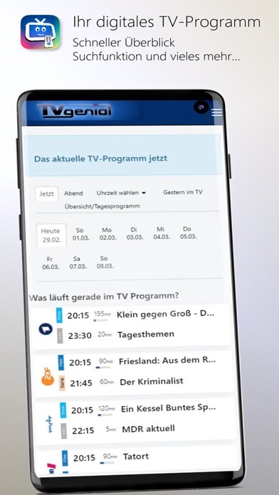 Emulate iPhone app TVgenial - TV Programm using MyAndroid