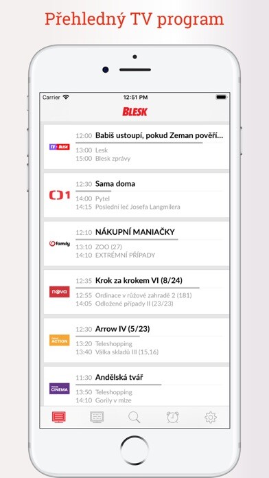 Emulate iPhone app TV program Blesk.cz using MyAndroid