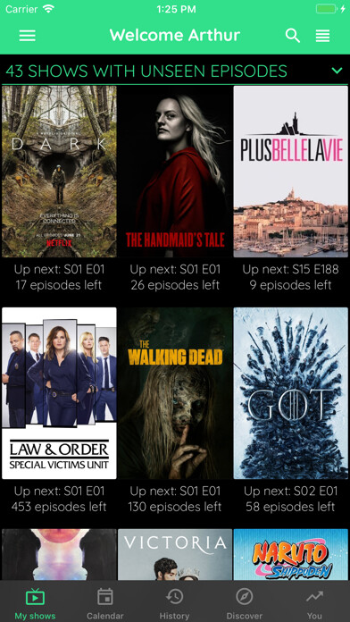 Emulate iPhone app TV Show Tracker - Trakt client using MyAndroid