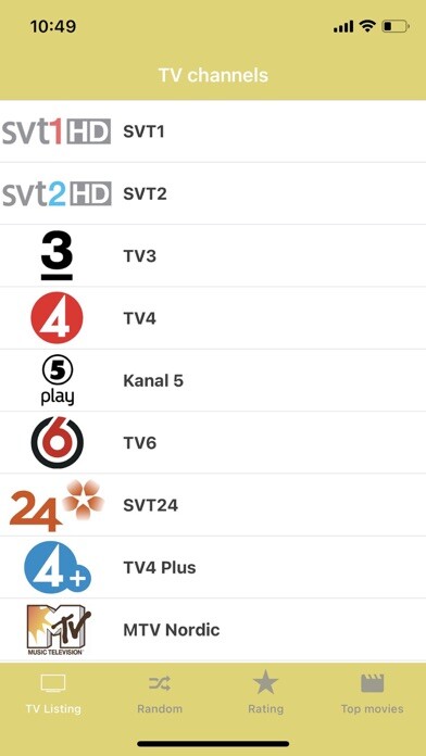 Emulate iPhone app ► TV tablå Sverige using MyAndroid