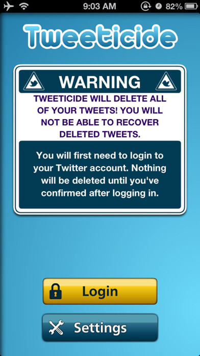 Emulate iPhone app Tweeticide - Delete All Tweets using MyAndroid