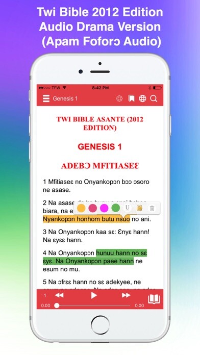Emulate iPhone app Twi Bible Asante 2012 using MyAndroid