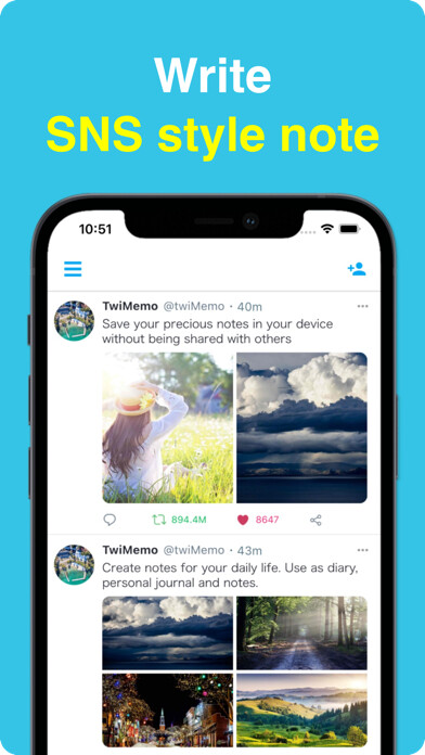 Emulate iPhone app TwiMemo - SNS style note using MyAndroid