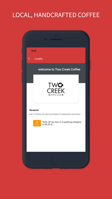 Emulate iPhone app Two Creek Coffee using MyAndroid
