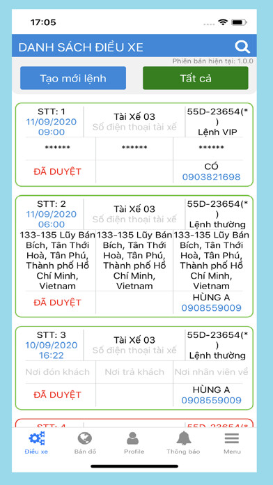 Emulate iPhone app Đặt Xe Nội Bộ using MyAndroid