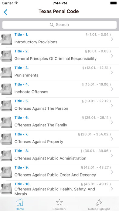 Emulate iPhone app TX Penal Code, Titles & Laws using MyAndroid Emulate iPhone app TX Penal Code, Titles & Laws using MyAndroid