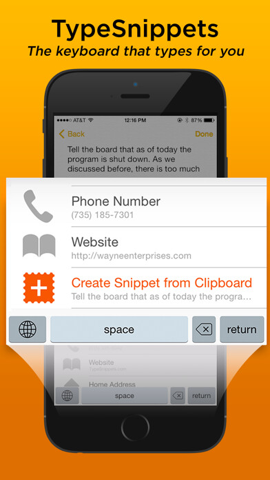 Emulate iPhone app TypeSnippets — The Keyboard that types for You. using MyAndroid Emulate iPhone app TypeSnippets — The Keyboard that types for You. using MyAndroid