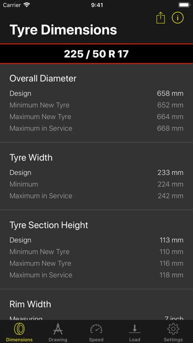 Emulate iPhone app Tyre Dimensions using MyAndroid Emulate iPhone app Tyre Dimensions using MyAndroid