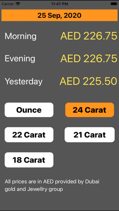 Emulate iPhone app UAE Dubai Gold Price using MyAndroid