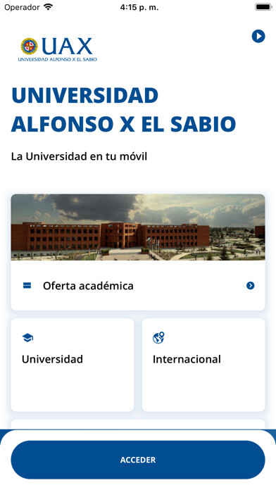 Emulate iPhone app UAX - U. Alfonso X el Sabio using MyAndroid Emulate iPhone app UAX - U. Alfonso X el Sabio using MyAndroid