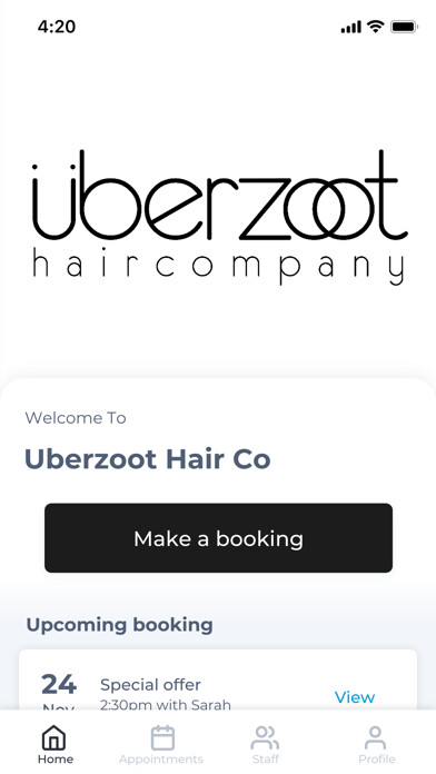 Emulate iPhone app Uberzoot Hair Co using MyAndroid