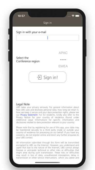 Emulate iPhone app UBS APAC/EMEA Conferences using MyAndroid
