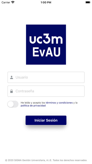Emulate iPhone app UC3M EvAU using MyAndroid