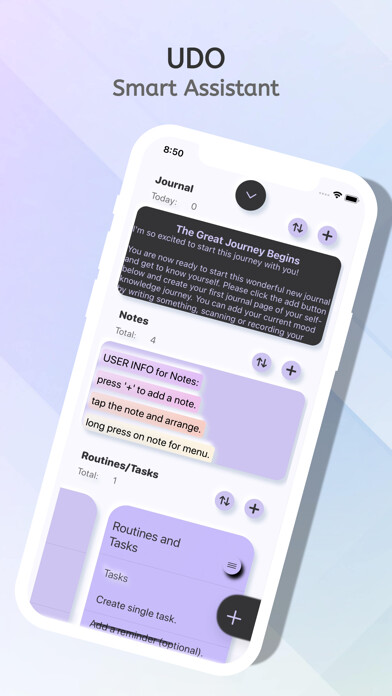 Emulate iPhone app UDO: Smart Assistant + Diary using MyAndroid