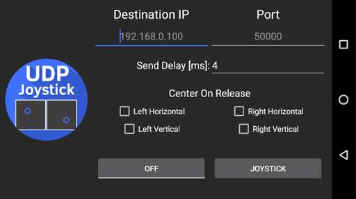 Run android online APK UDP Joystick from MyAndroid or emulate UDP Joystick using MyAndroid
