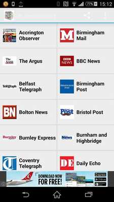 Emulate Android APK UK News and Newspapers