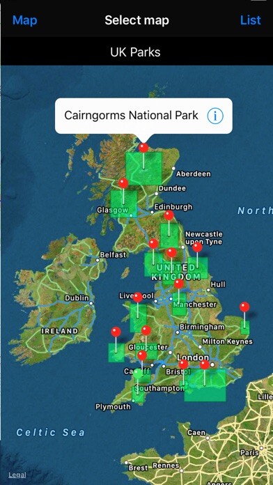 Emulate iPhone app UK Parks & Forests GPS OS Maps using MyAndroid