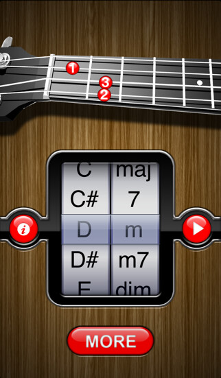 Emulate iPhone app Ukulele Chordfinder using MyAndroid