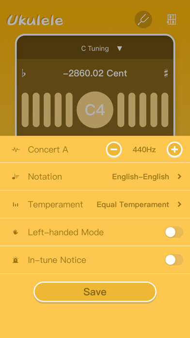 Emulate iPhone app Ukulele Tuner - UkeTune using MyAndroid
