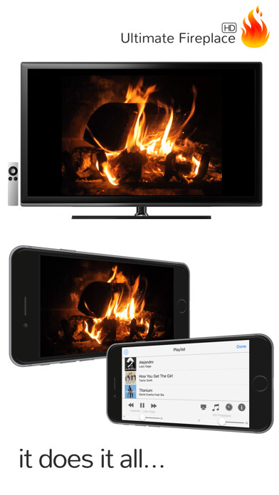 Emulate iPhone app Ultimate Fireplace HD for Apple TV using MyAndroid