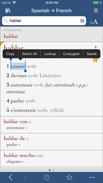 Emulate iPhone app Ultralingua French-Spanish using MyAndroid