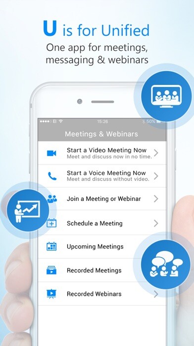 Emulate iPhone app U Meeting, Messenger, Webinar using MyAndroid